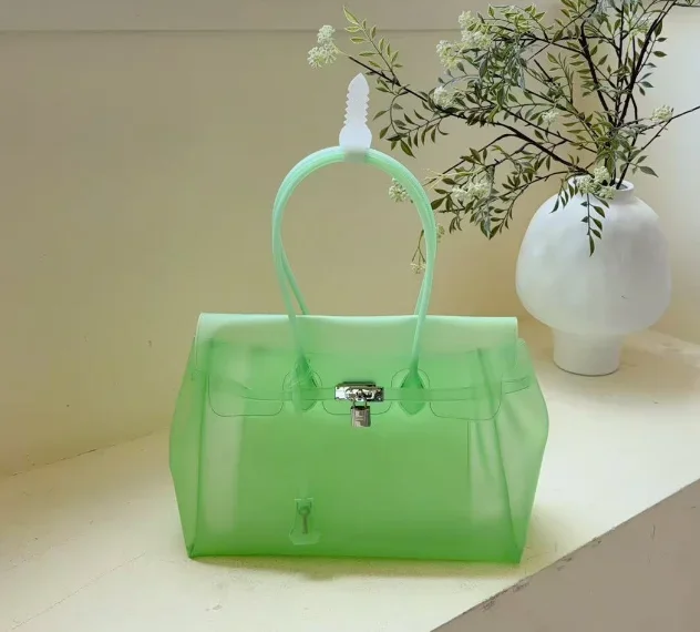 Auf Lager: Sommer-Jelly-Taschen – Trendige Dopamin-Mode-Handtaschen für Damen, Candy-Farben, PVC, wasserdicht, transparente Tragetasche