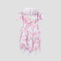 Chic Floral Printed Mini Dress Backless Sleeveless Hem Stacking Dresses Sweet A Line Vestidos 2025 New Lady Party Club Clothing - Image 6