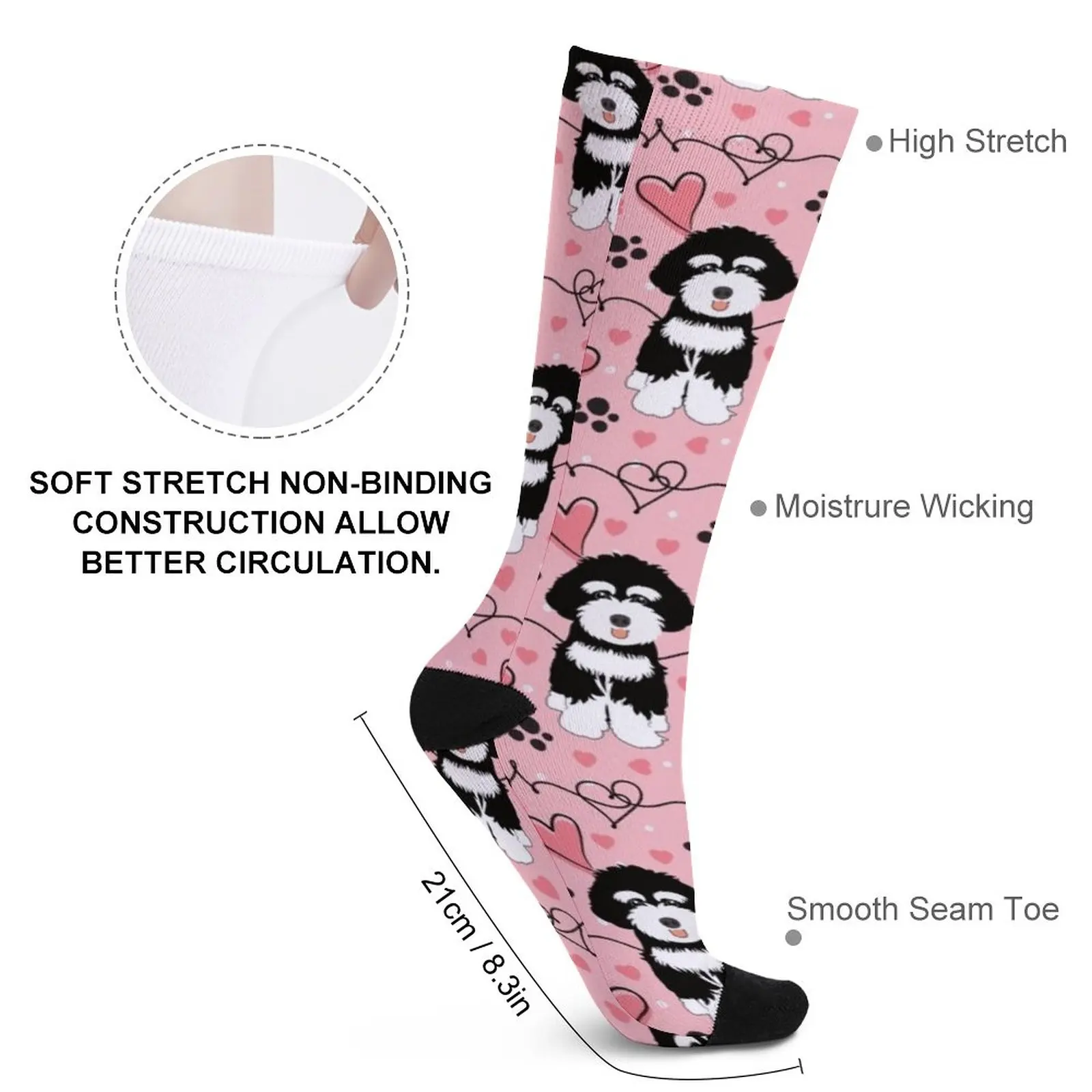 LOVE Black and White Schnoodle Socks essential winter socks men hiphop snow