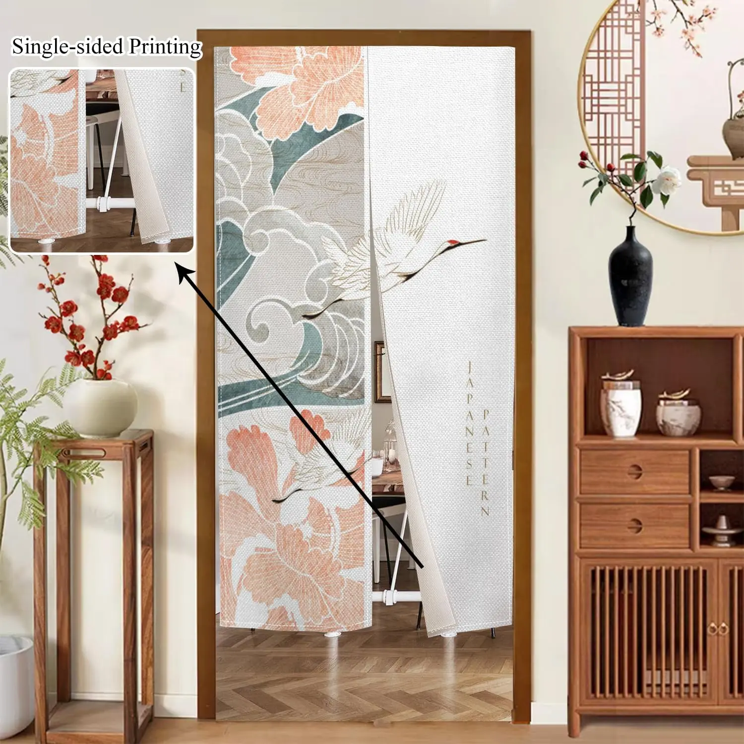 Traditional Japanese Noren Doorway Curtain Tapestry Window Treatment for Ukiyoe Room Privacy Divider Wall Hanging Home Kitchen