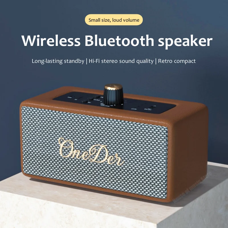 New Product Retro D3 Stereo Speaker Wireless Bluetooth Speaker Hi-Fi System BT5.0 TF Card Sound Box Small Portable Outdoor Audio