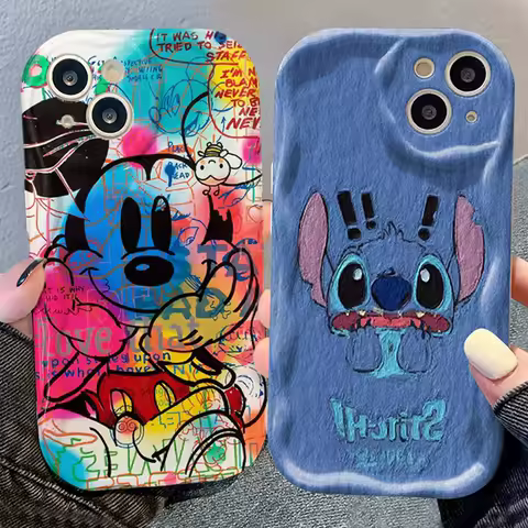 Disney Stitch Mickey Mouse Case for Samsung Galaxy S23 S22 Ultra Plus S21 FE A73 5G A72 A71 A54 A53 A52 A51 4G A50S A50 Cover