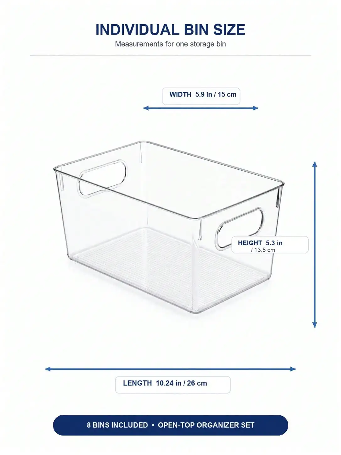 8-Pack Clear Storage Bins with Handles, Open-Top Organizer Set for Closet, Utility Shelves and Multi-Room Storage