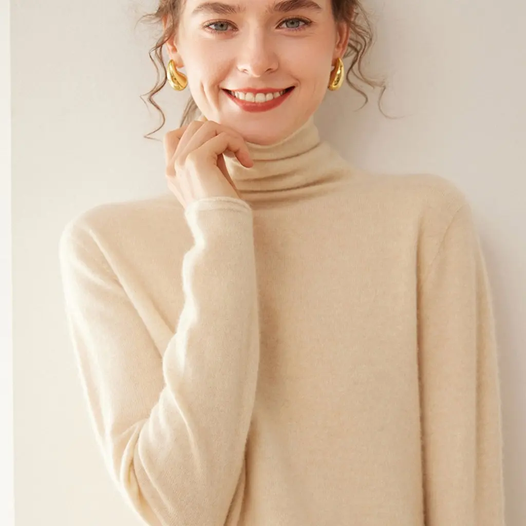 

Women's Soft Cashmere Pile Collar Sweater Turtleneck Top Knitted Bottoming Shirt for Autumn And Winter Stylish Warm Fashion