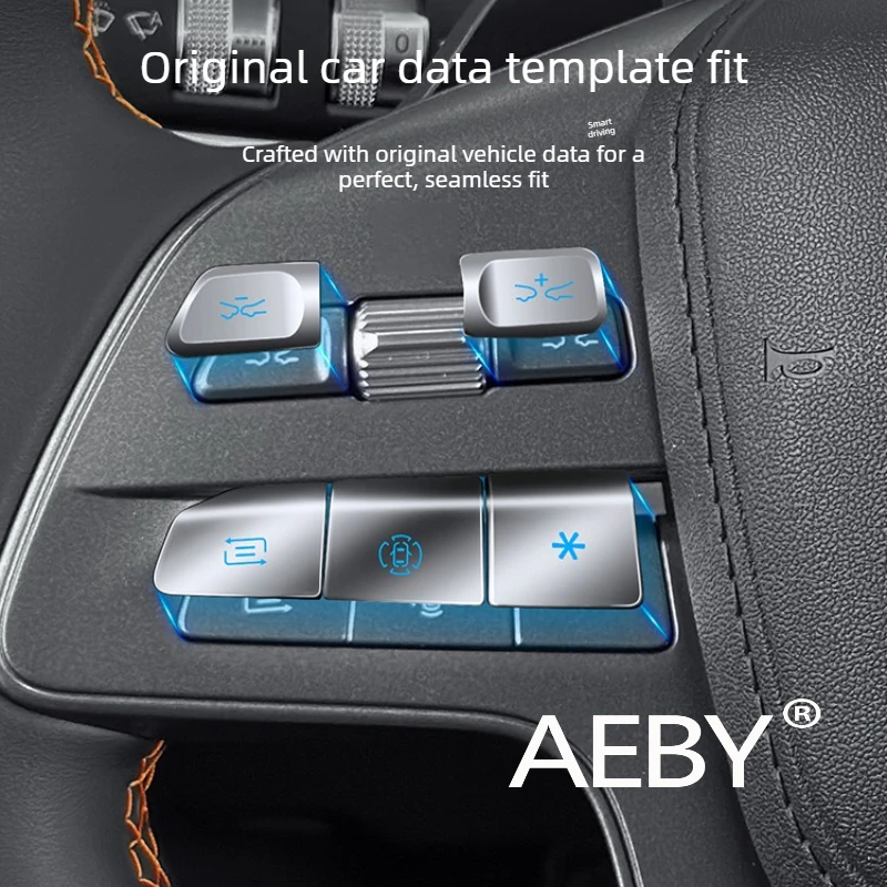 

AEBY For BYD Atto 2 Smart Driving Editio 2024-2025 Metal Steering Wheel Button Covers,Anti-Scratch Metal Overlay Kit,Interior