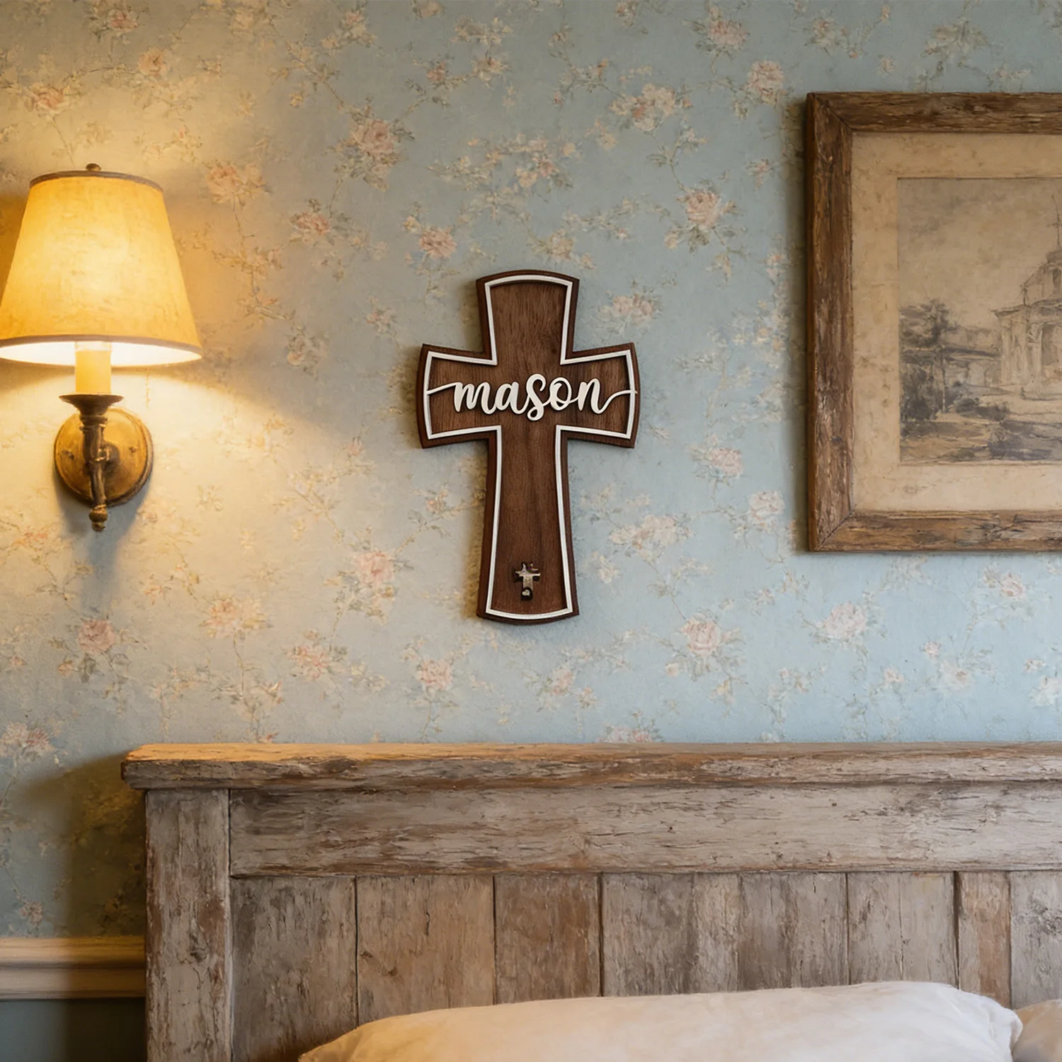 1Pc Custom Name Cross Wooden Name Plaque,Home Room Office Wall Door Decor,DIY Paintable,Nursery Birthday Wedding Gift