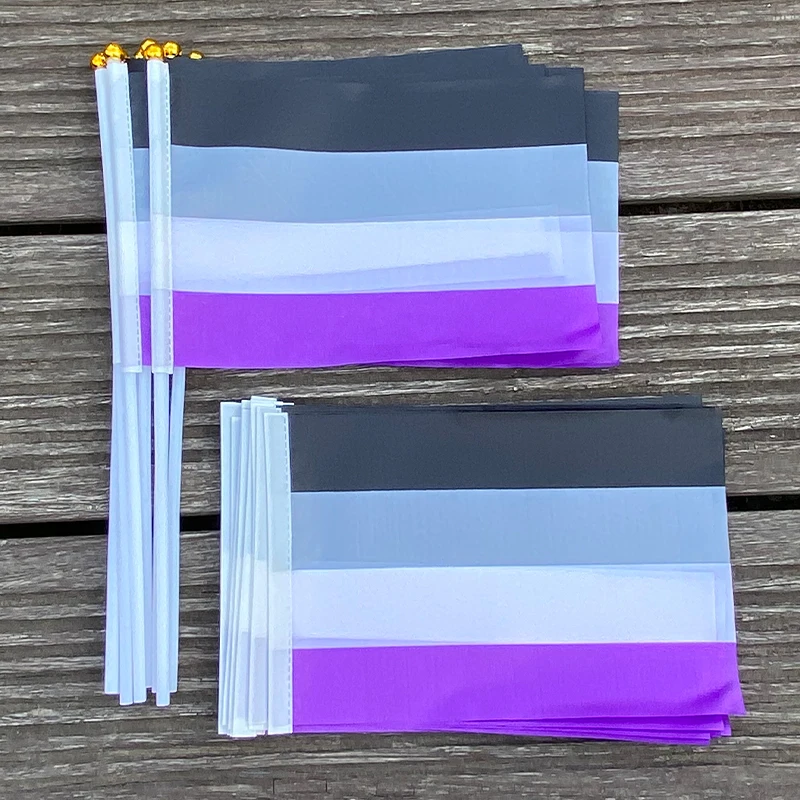 xvggdg  100pcs  14 * 21cm    Custom Hand Flag    LGBTQIA  Community nonsexuality Asexuality asexual pride Flag