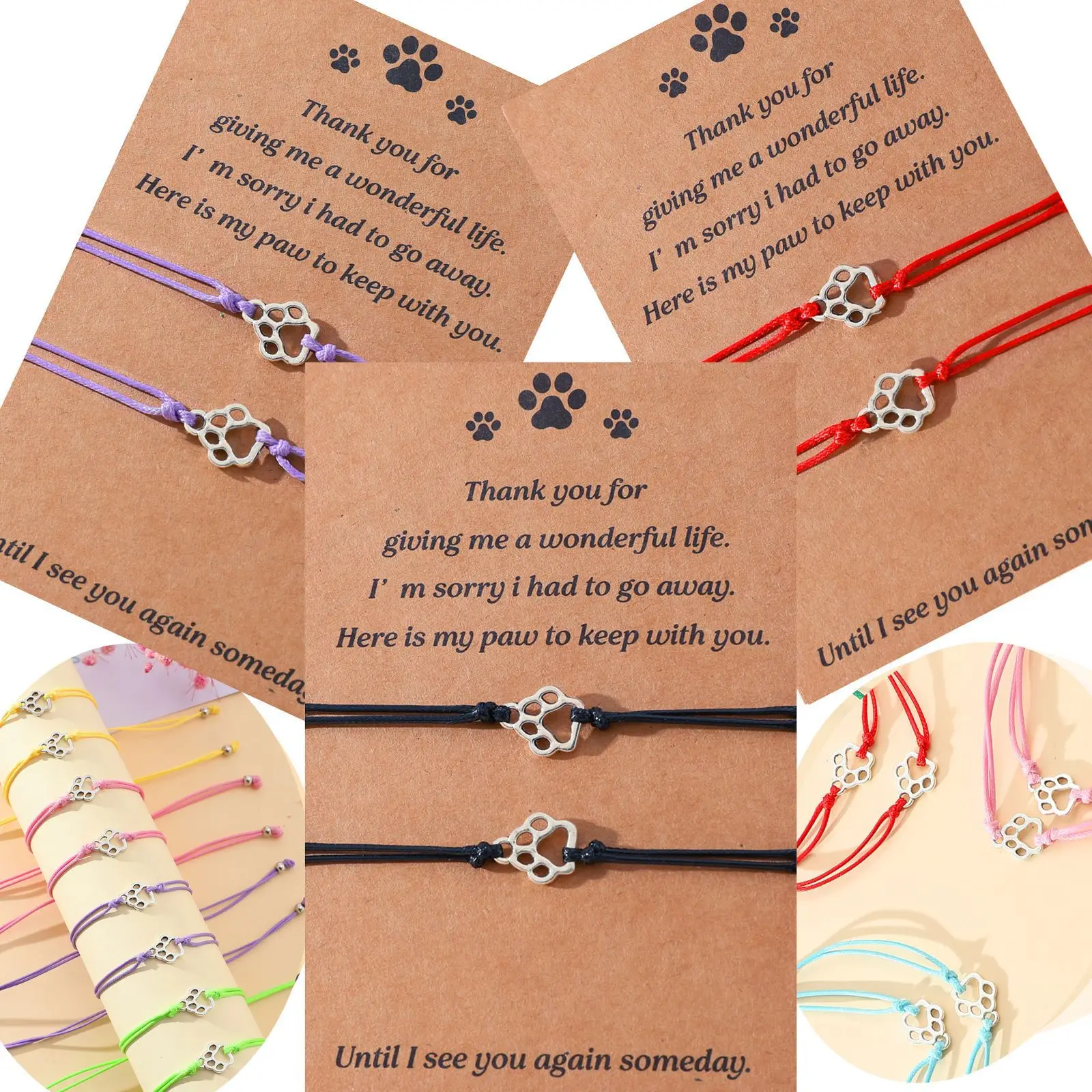 Fashionable Multi-color Thread Cat Paw Imprint Hand Woven Blessing Bracelet Friendship Bracelet Hot Selling