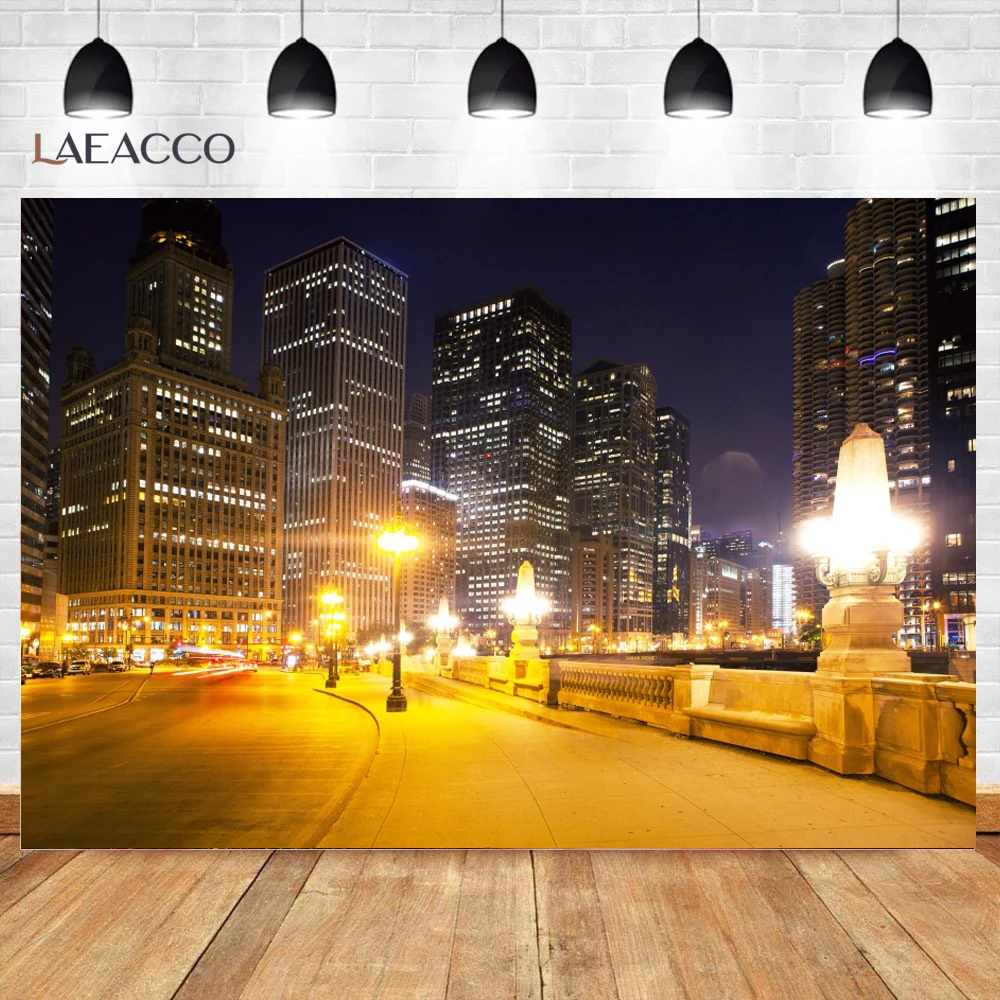 Laeacco Night City View Room รอบมุมห้องนั่งเล่นที่ทันสมัยภายใน Scenic การถ่ายภาพพื้นหลังฉากหลังฉากหลังสตูดิโอถ่ายภาพ