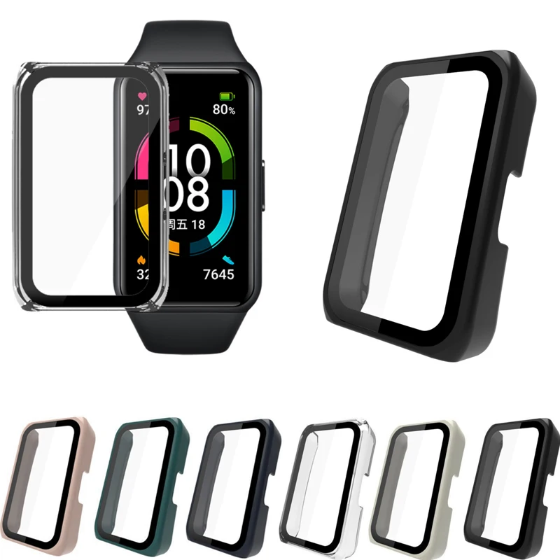 Harde rand frame glazen schermbeschermer behuizing voor oppo horloge gratis smartwatch beschermende film cover smart band accessoires