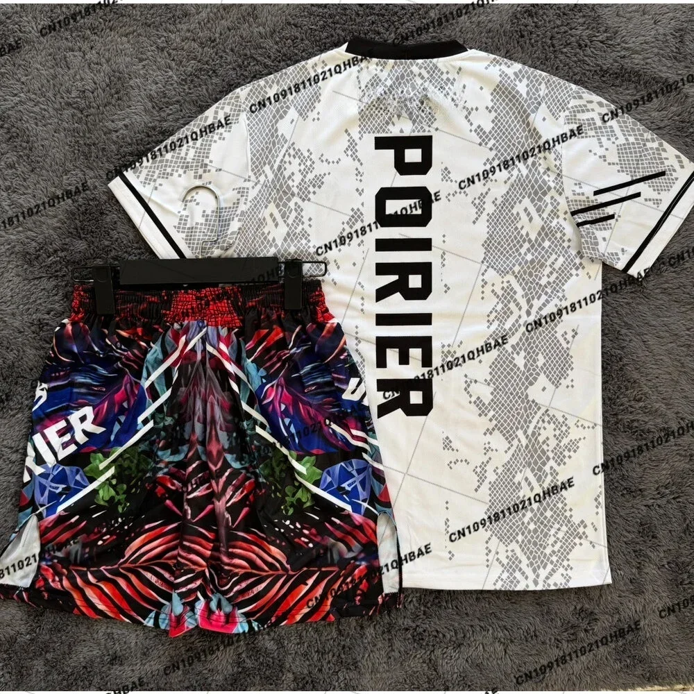 Summer Top Boxer MMA Octagonal Cage Dustin Poirier Tshirt Shorts Set Men Sports Training Running Set Speed drying Fighting Set