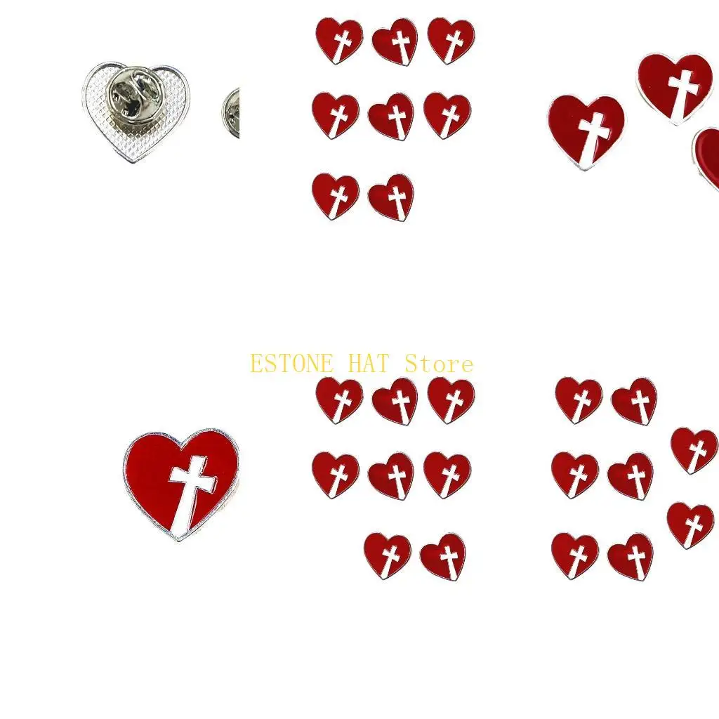 

49MF 10PCS Crossed Heart Enamel Pin Pin First Aid Symbol Badge Pin for Various Craft Project Making and Decorative Accessory