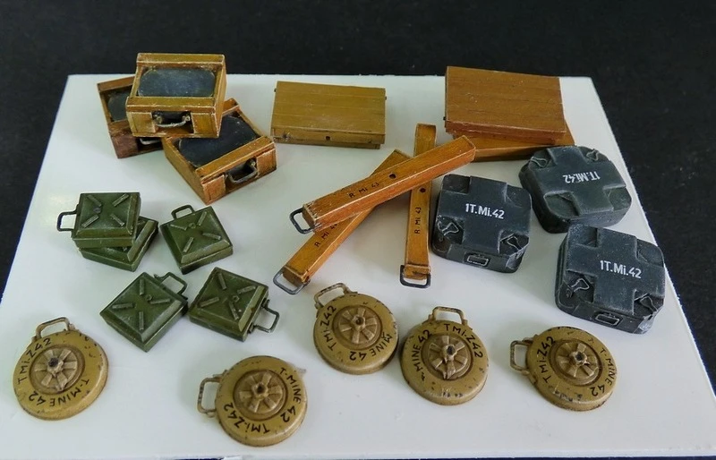 Kit ensamblado de modelo de resina fundida a escala 1/35, modelo de escena de minas antitanques de la Segunda Guerra Mundial sin montar y sin pintar