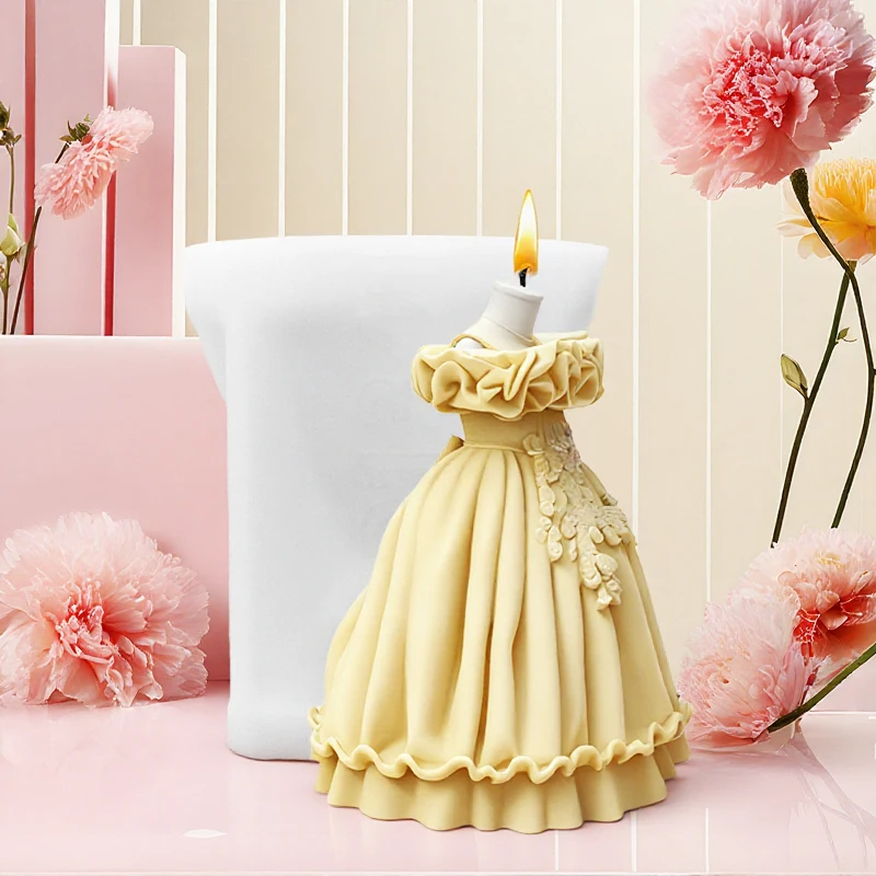 

Princess Dress Candle Mold Yellow Dress-Shaped Scented Candle Silicone Mold