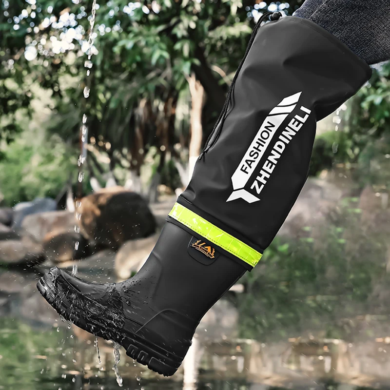 Couple Style Outdoor Fishing Boots Men's Fashion Rain Boots High-Top Rain Boots for Outer Wear Long-Tube Waterproof and Non-Slip