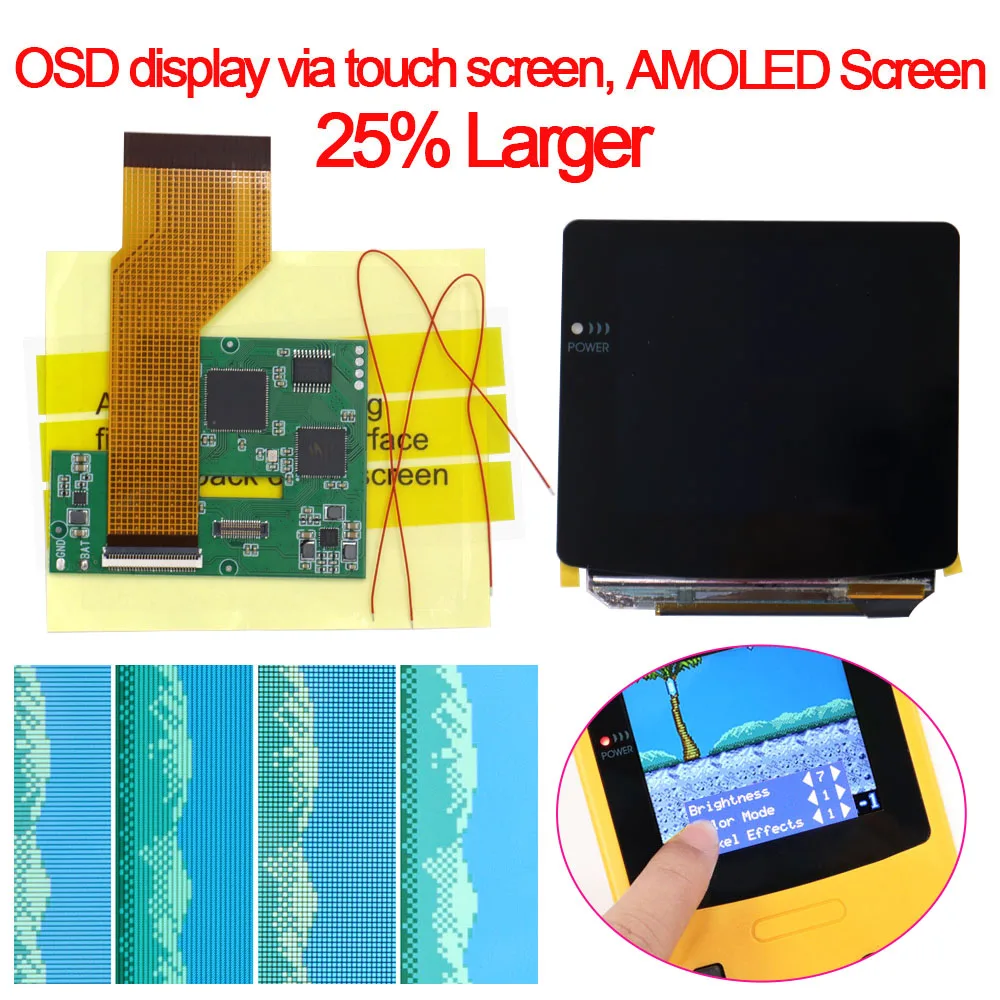 

OLED AMOLED For GBC Laminated Touch Screen OSD RETRO PIXEL Kit For GameBoy Color