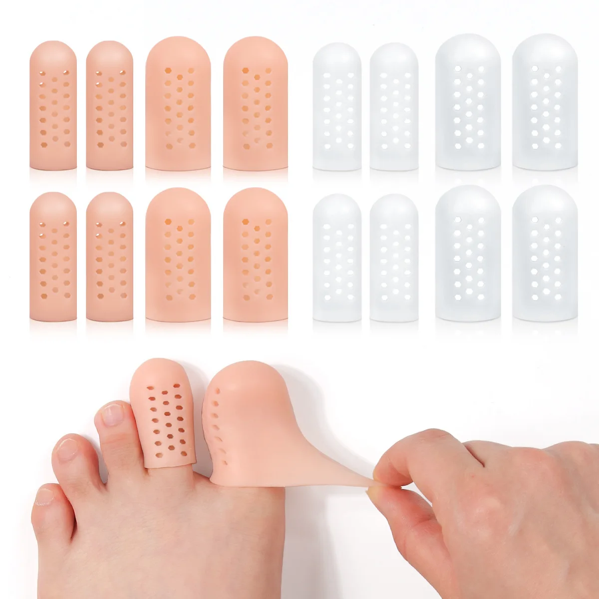 1 par de cubiertas para los dedos de malla transpirable de gel antiabrasión, funda protectora para los dedos del pie deportiva para bailarina