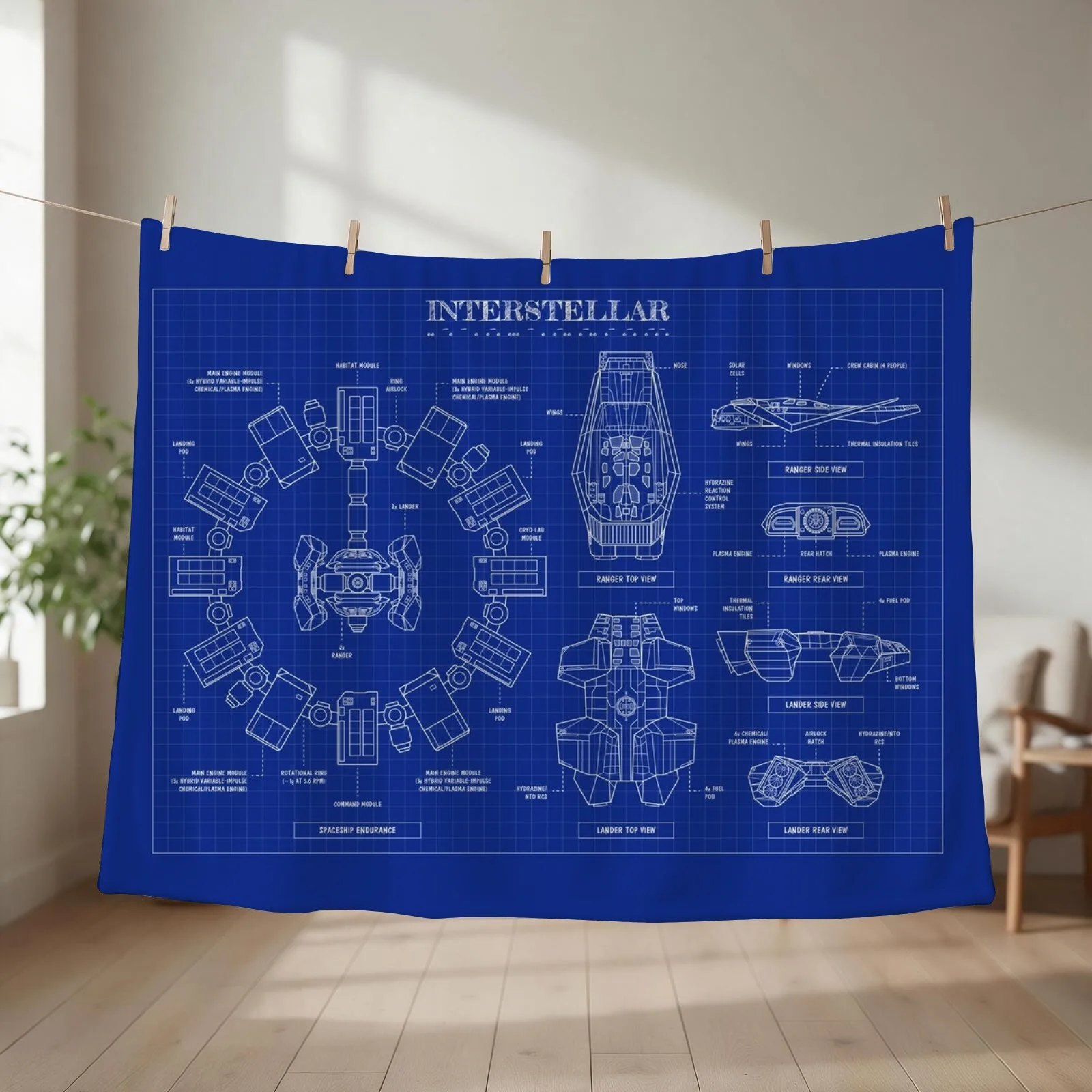 Interstellar (Blueprint) Throw Blanket for babies Vintage Soft Plaid sofa bed Blankets