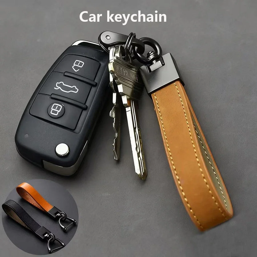 Luxuriöser minimalistischer Auto-Schlüsselanhänger, Leder-Schlüsselanhänger, Schnalle, Schlüsselanhänger, Auto-Schlüsselanhänger, Auto-Innenzubehör, Geschäftsgeschenk für Männer und Frauen