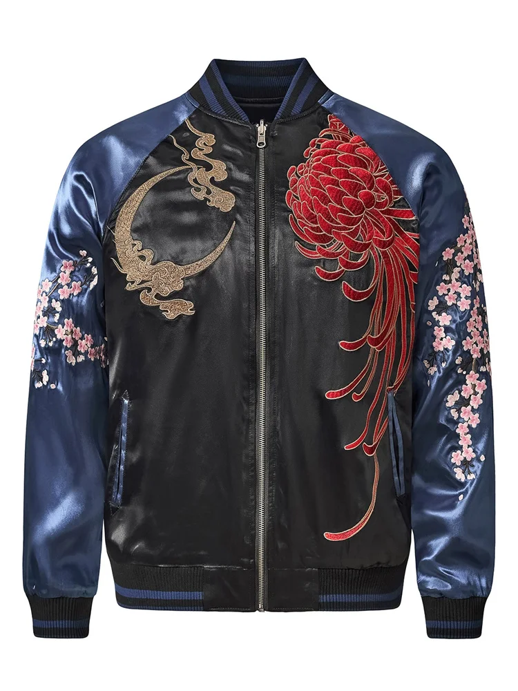 S164 Creative Heavy Embroidery Jackets For Man High-End Designer Autumn Quality Polyester Loose Fit Zipper Chamarras Para Hombre