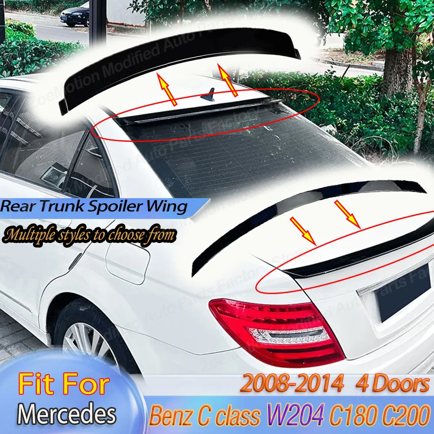 

Для Mercedes-Benz C-класса W204 C180 C200 2008-2014: Задний спойлер, верхний спойлер, накладка на багажник, тюнинг-комплект, автозапчасти