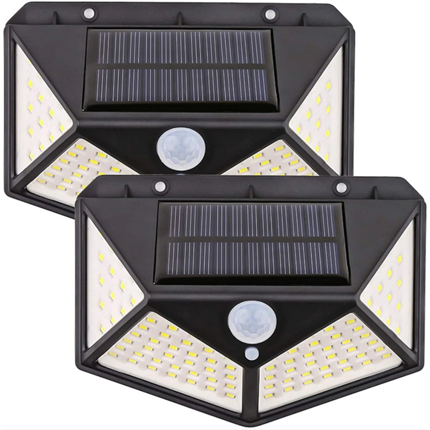 New Outdoor Rechargeable Solar Garden Lights with Four Side Body Sensor - Bright and Durable LED Wall Lights for Street Lighting