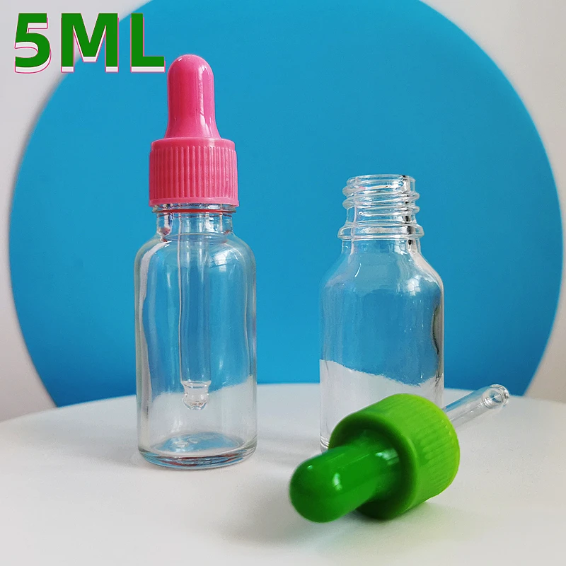 

5ML Empty Clear Glass Essential Oil Bottle Cosmetic Serum Reagent Container Perfume Dropper Sample Portable Small Fragrance Vial