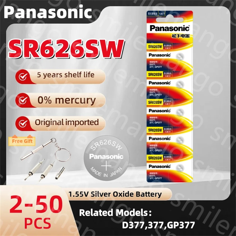 Panasonic1.55V AG4 بطاريات زر 377 SR626 SR626SW خلية عملة بطارية أكسيد الفضة 177 376 626A LR66 LR626 لمشاهدة لعبة على مدار الساعة #1
