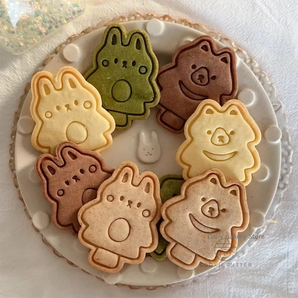 Christmas Cute Animal Cookie Cutter Mold Cartoon Rabbit Bear Ice Cream Shaped Biscuit Mold Fondant Baking Cake Decorating Tool