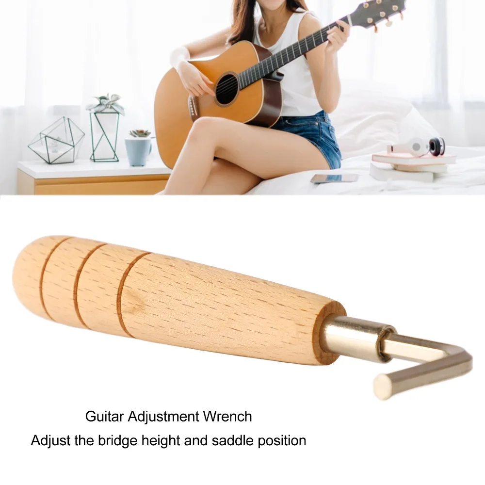 Wood+Metal Guitar Truss Rod Wrench Hexagonal Design Silver+Wood Hex Wrench Spanner Non-Slip Grip Guitar Repair Tool For Guitar