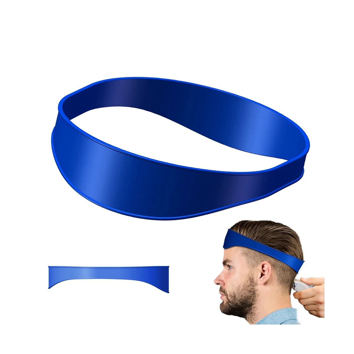 2PCS DIY Home Haircuts Fade and Taper Hair Trimming Curved Silicone Haircut Band Blue