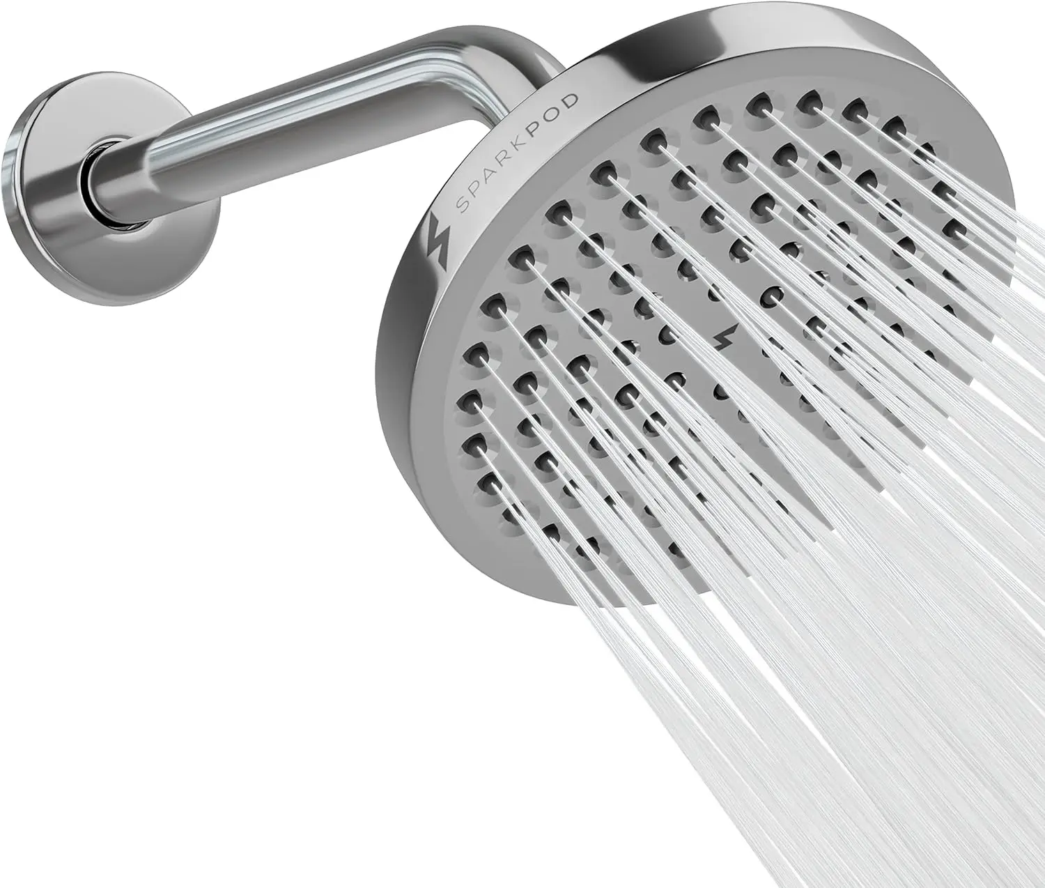 

6" High Pressure Rain Shower Head with 9" Arm - Luxury Modern Look - Rainfall Experience - Easy No-Tool Installation (Polished Chrome)