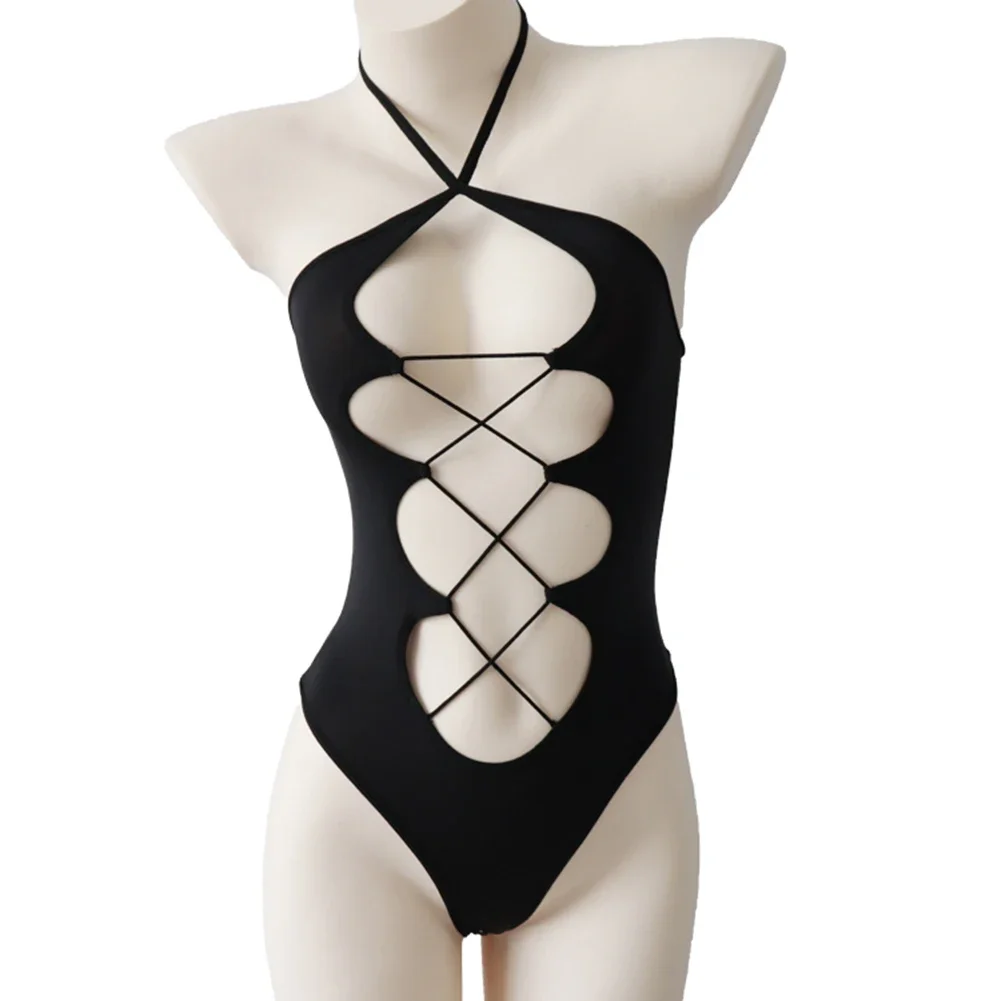 إمرأة مثير الملابس الداخلية ارتداءها جوفاء الرسن الرقبة الدانتيل يصل مرونة المثيرة الصلبة لينة لا خلع منامة 18 يتوهم النساء الملابس الداخلية