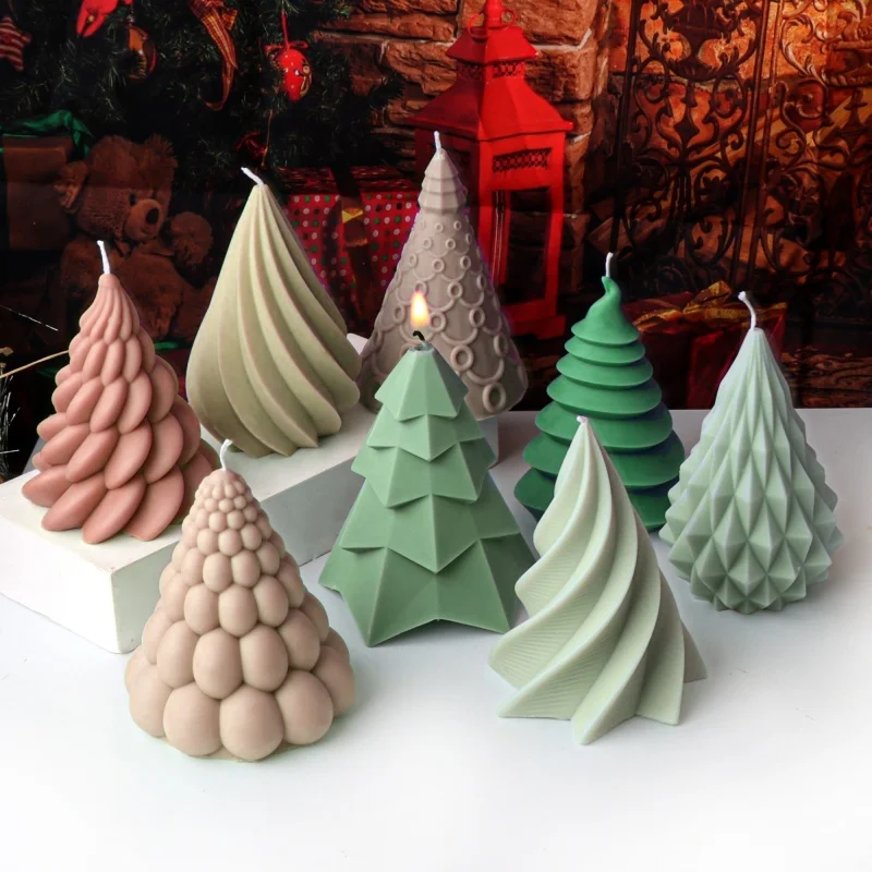 

3D витые формы для рождественской елки, сделай сам, 8 стилей, милые рождественские ароматические свечи, гипсовая силиконовая форма для мыла, домашний декор