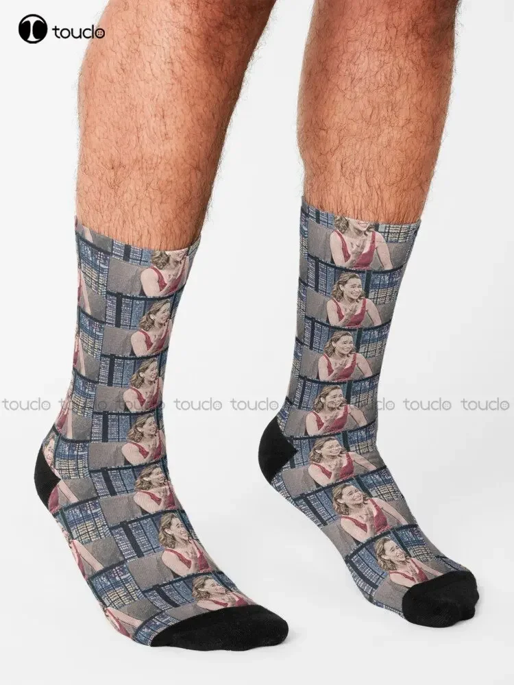 Emilia Clarke Calcetines Laughing Calcetines de Halloween Hombres Personalizados Personalizados Unisex Adulto Adolescente Calcetines Juveniles Regalo Personalizado Streetwear Divertido