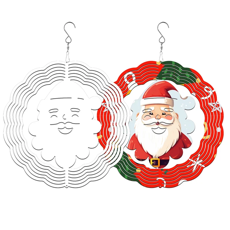 

6Pack 8 Inch Sublimation Wind Spinner Blanks Father Christmas Wind Spinners Hanging Wind Spinners For Outdoor Garden Durable
