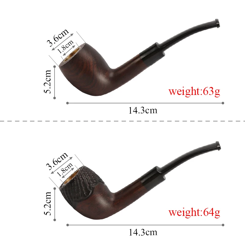 

Classical Straight And Bent Type Tobacco Pipe Handmade Ebony Three-purpose Copper Pot Smooth Or Engraved Smoking Pipe