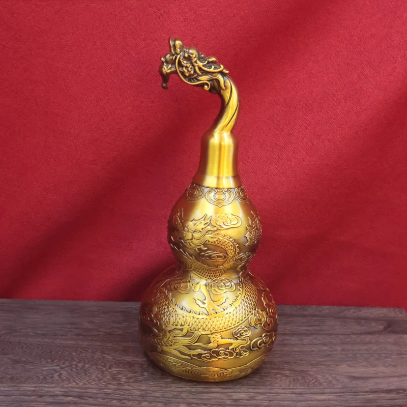 Brass Carved Gourd Flower Blooming Wealth Gourd Kirin Gourd Five Ox Gourd Dragon Head Gourd Home Decoration