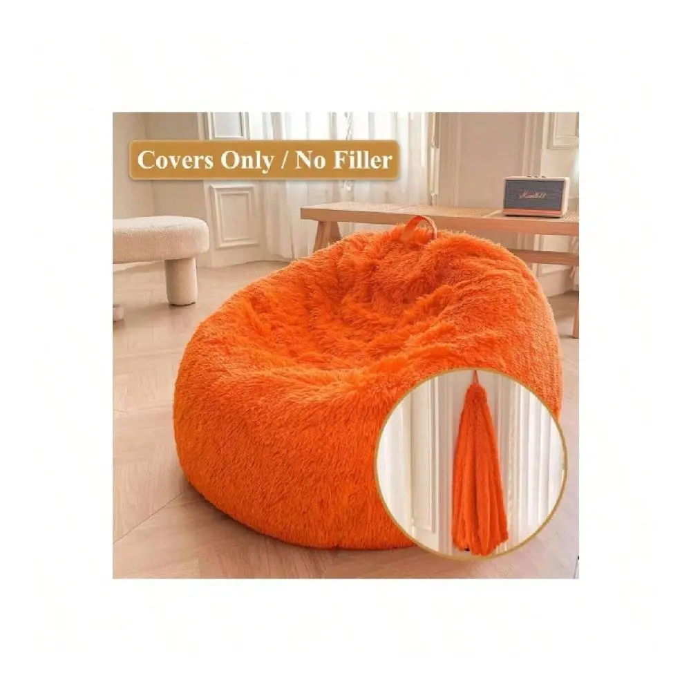 Plush Bean Bag Chair Cover Filling Not Included Washable, UltraSoft Faux Fur Storage Bean Bag Cover Large, Fluffy Bean Bag Chai
