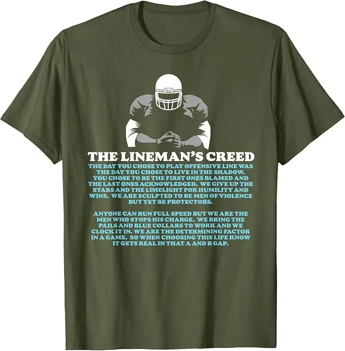 Offensivliner-Gelübde: Leben im Schatten O-Line T-Shirt Y2k Defensivliner-Ausrüstung Sportbekleidung Football-Sprücher-T-Shirt Neuheit – Detail 11