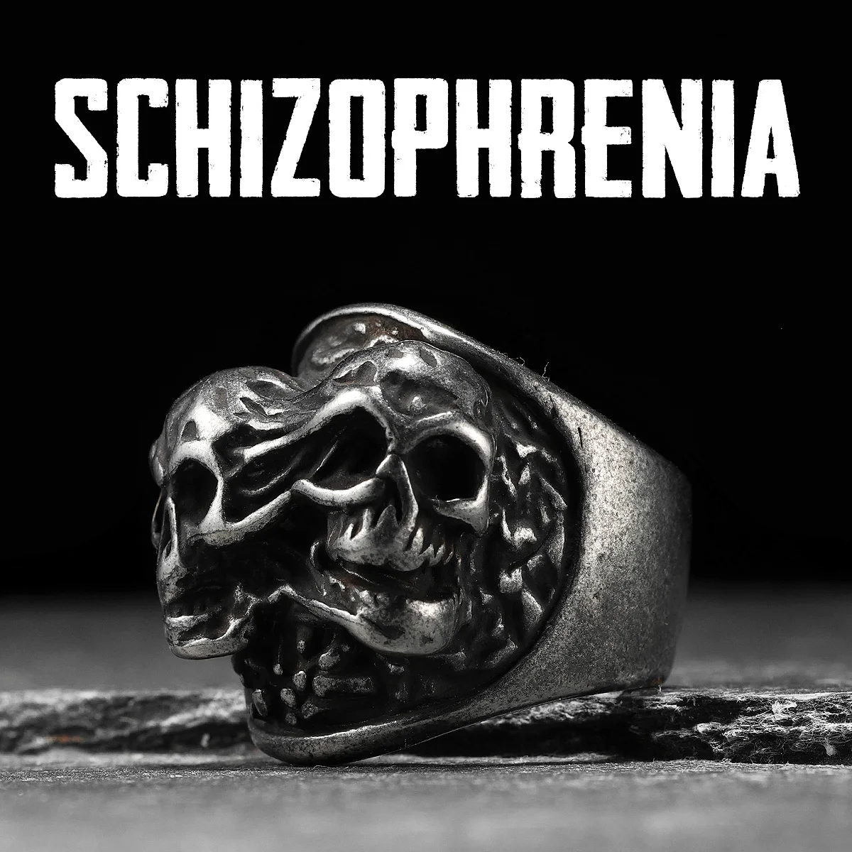 Gothic Schizophrenia Skull Men Rings Stainless Steel Women Jewelry Punk Rock Vintage Black Fashion Accessories Gifts Wholesale