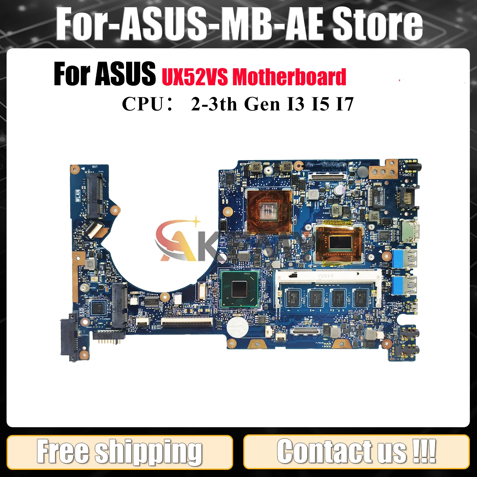 

UX52VS Материнская плата для ноутбука ASUS ZenBook UX52V UX52VS Материнская плата для ноутбука с процессором I3 I5 I7 100% тестирование ОК быстрая доставка stk