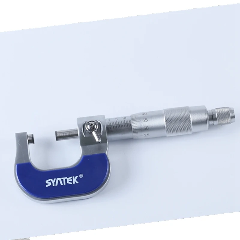Syntek 0-25mm Outside Micrometers 0.01mm Metal Micrometers Carbide Tip Measuring Tools Thickness Gauge Meter Precise Measurement