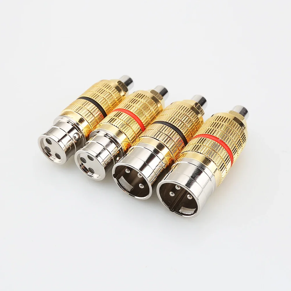 Cartões-CGF XLR soquete conector do adaptador de áudio, 3 pinos, macho para fêmea conversor, RCA fêmea, HIFI, suportado para microfone e alto-falante