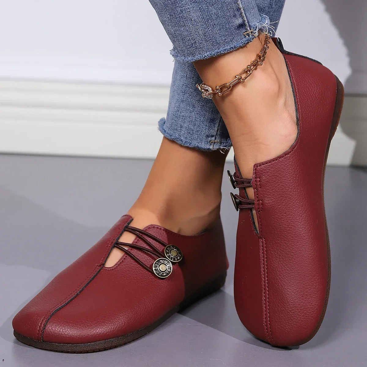 Echt leder Damenschuhe Frühling Herbst neue rutsch feste Mama Schuhe Frau Wohnungen Mode Damen Casuals Schuhe Zapatos de Mujer