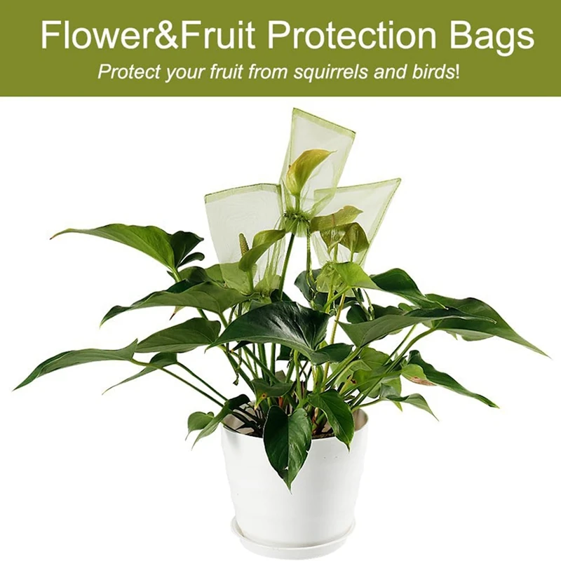 100Pcs Fruit Protection Bags Green Mesh Lid Bag Drawstring Mesh For Fruit Protection Vegetable Garden