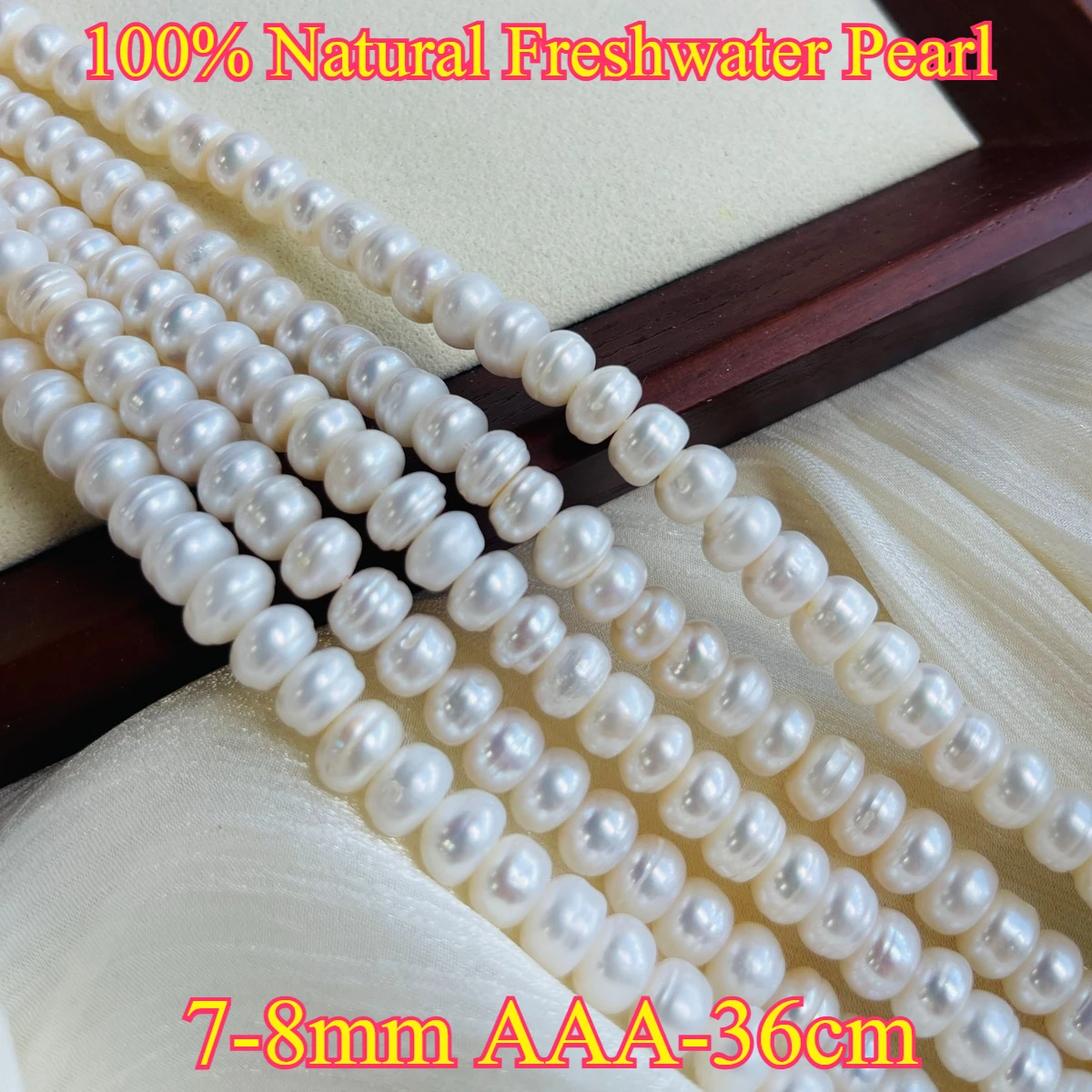 

Natural Freshwater 7-8mm AAA Fine White Oval Delicate Pearl Spacer Bead Jewelry Make DIY Necklace Bracelet Women Gift Wedding