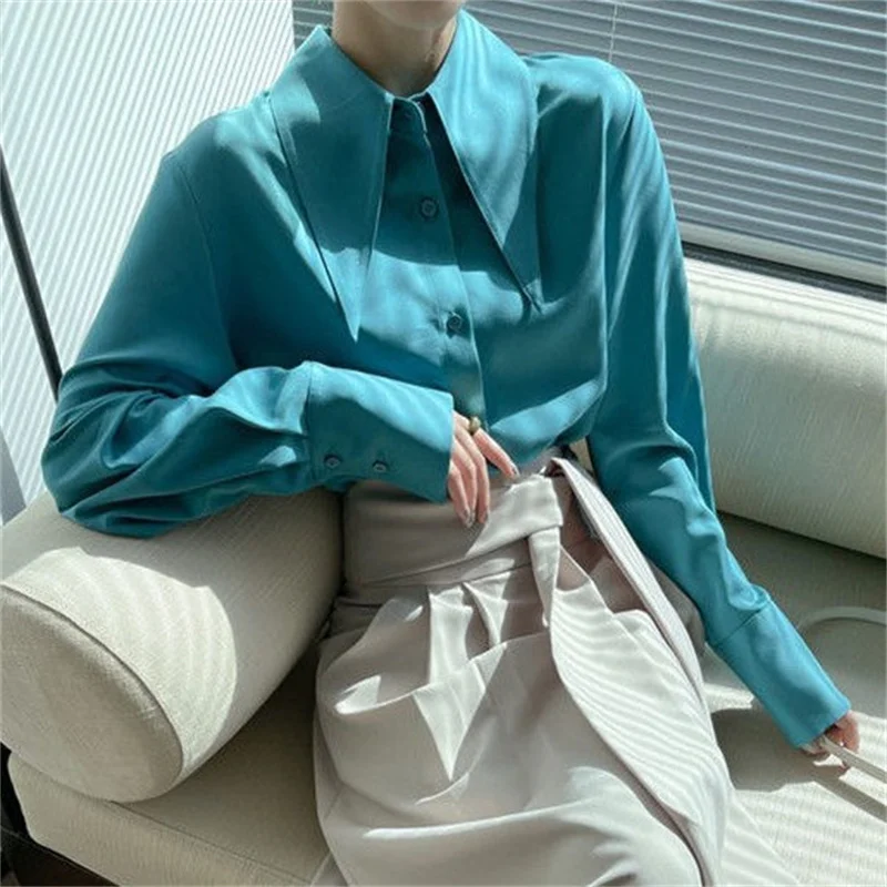 Woman Spring Autumn Style Blouses Shirts Lady Casual Long Sleeve Peter Pan Collar Blusas Tops DF4848