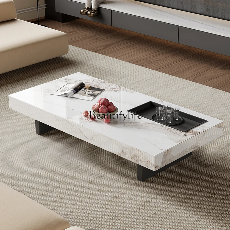 Italian minimalist rock slab coffee table light luxury modern rectangular tea table