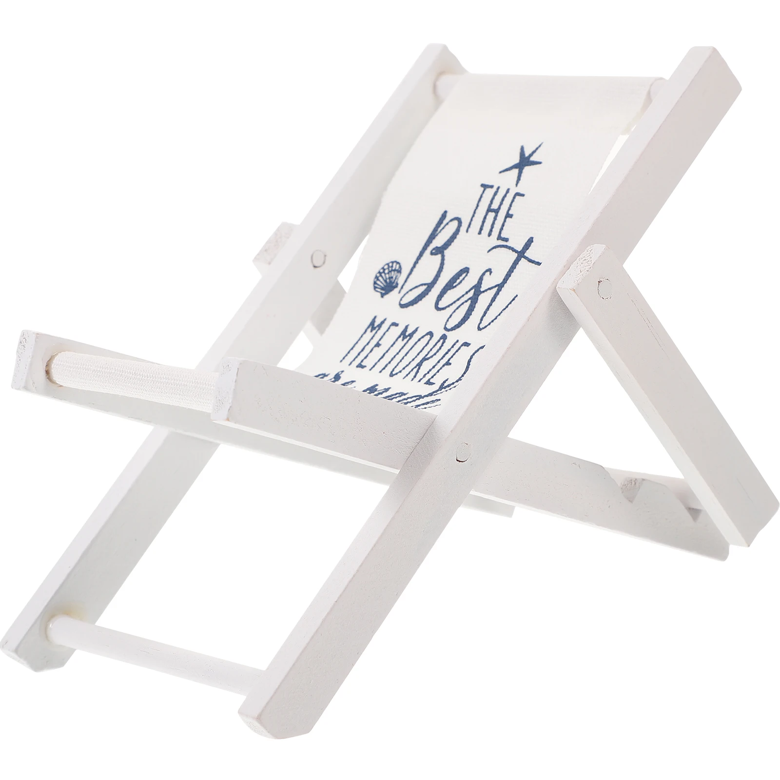 

Miniature Beach Chair Decor White Cloth Folding Office Indoor Outdoor Tabletop Accent Chair Model Element